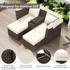 Outdoor Patio Loveseat Sofa Set with Foldable Awning