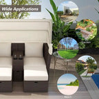 Outdoor Patio Loveseat Sofa Set with Foldable Awning