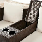 Outdoor Patio Loveseat Sofa Set with Foldable Awning