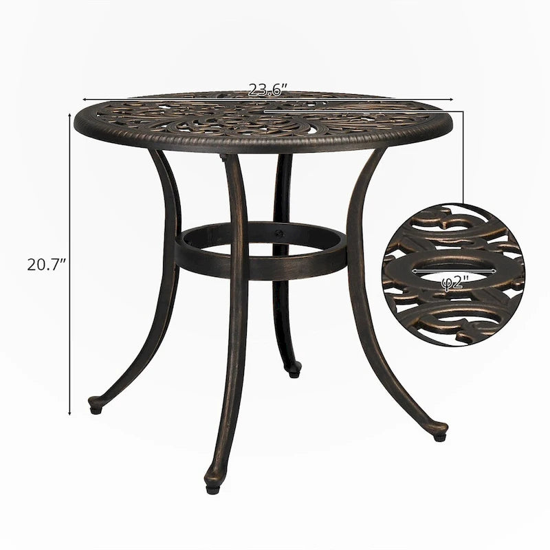 Round Garden Cast Aluminum Table