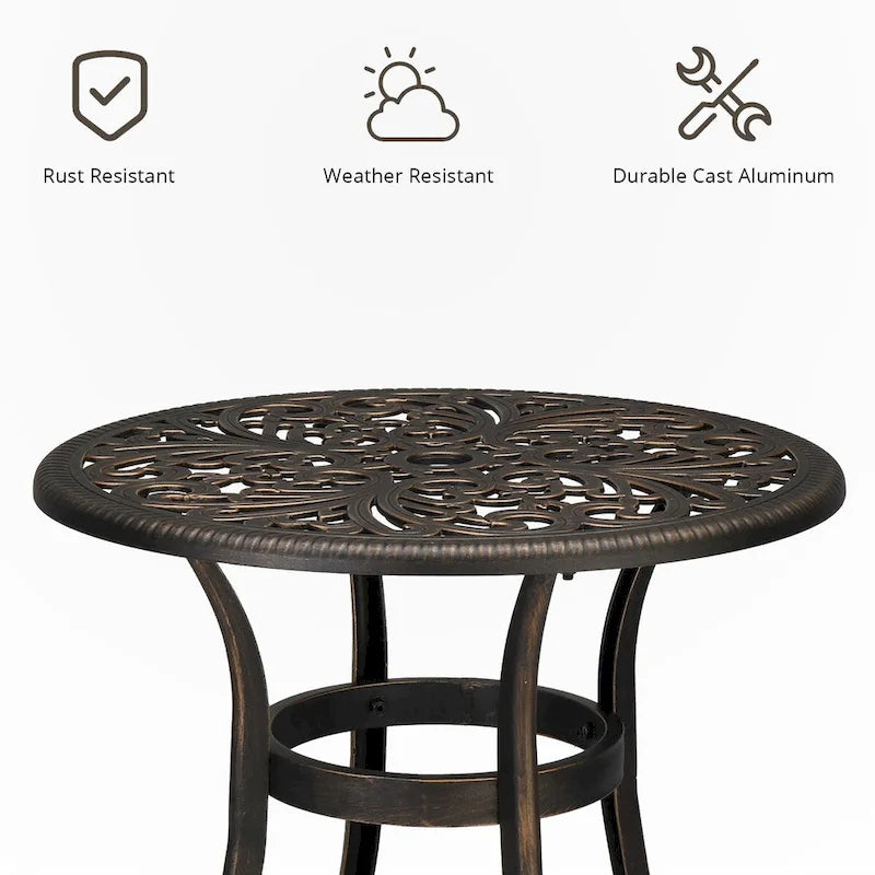 Round Garden Cast Aluminum Table