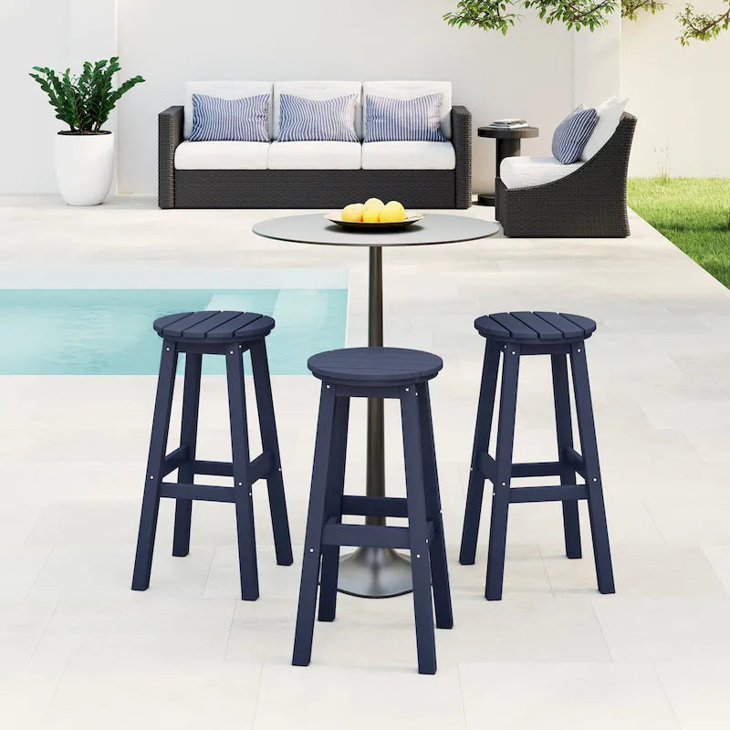 Polytrends Laguna Hdpe All Weather Outdoor Patio 29 Round Bar Stool (Set Of 3)