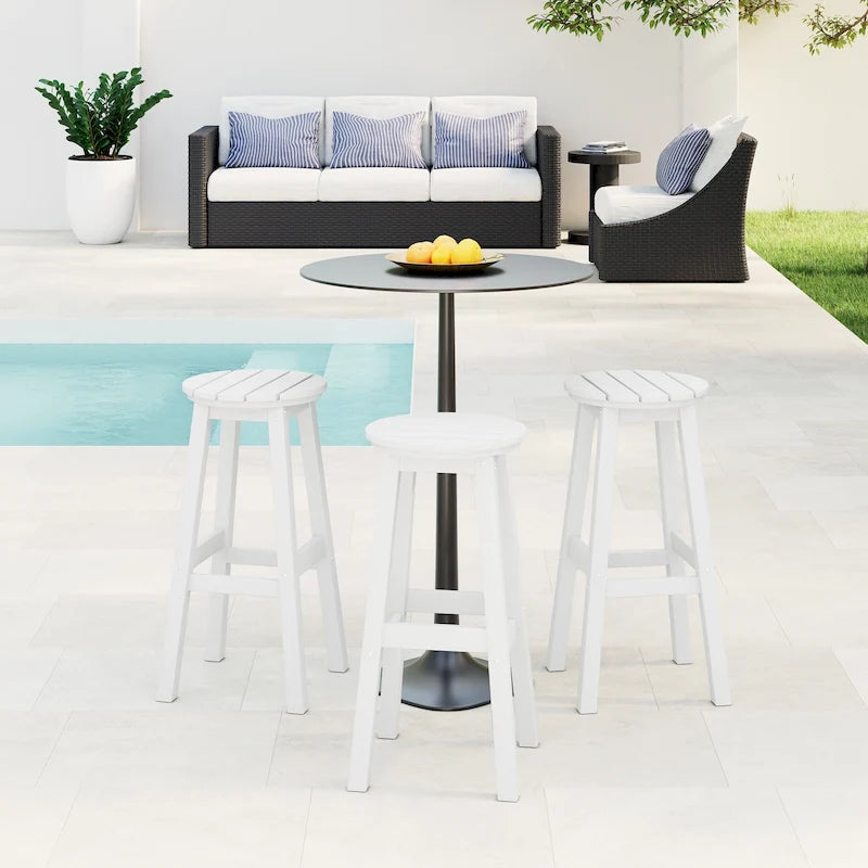 Polytrends Laguna Hdpe All Weather Outdoor Patio 29 Round Bar Stool (Set Of 3)