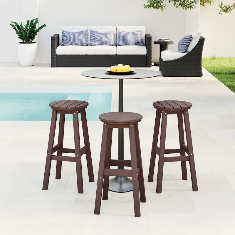 Polytrends Laguna Hdpe All Weather Outdoor Patio 29 Round Bar Stool (Set Of 3)