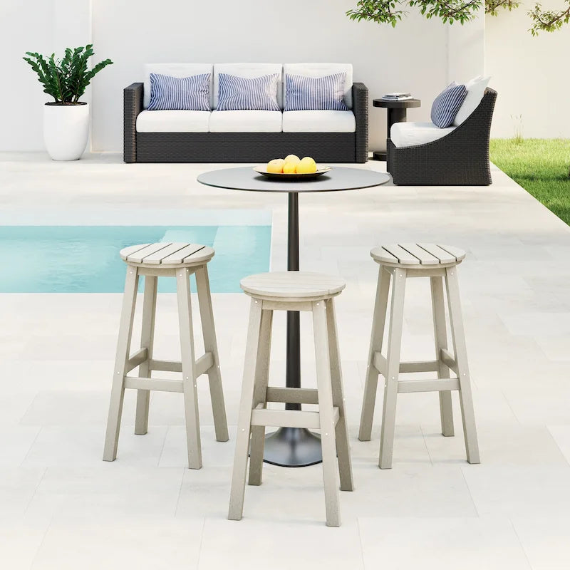 Polytrends Laguna Hdpe All Weather Outdoor Patio 29 Round Bar Stool (Set Of 3)