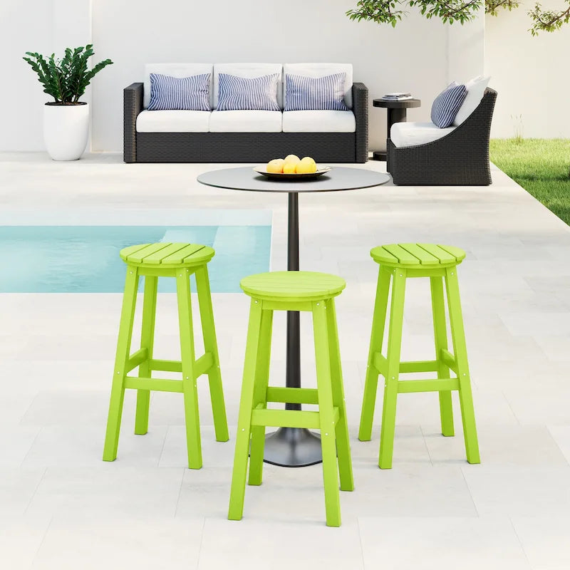 Polytrends Laguna Hdpe All Weather Outdoor Patio 29 Round Bar Stool (Set Of 3)