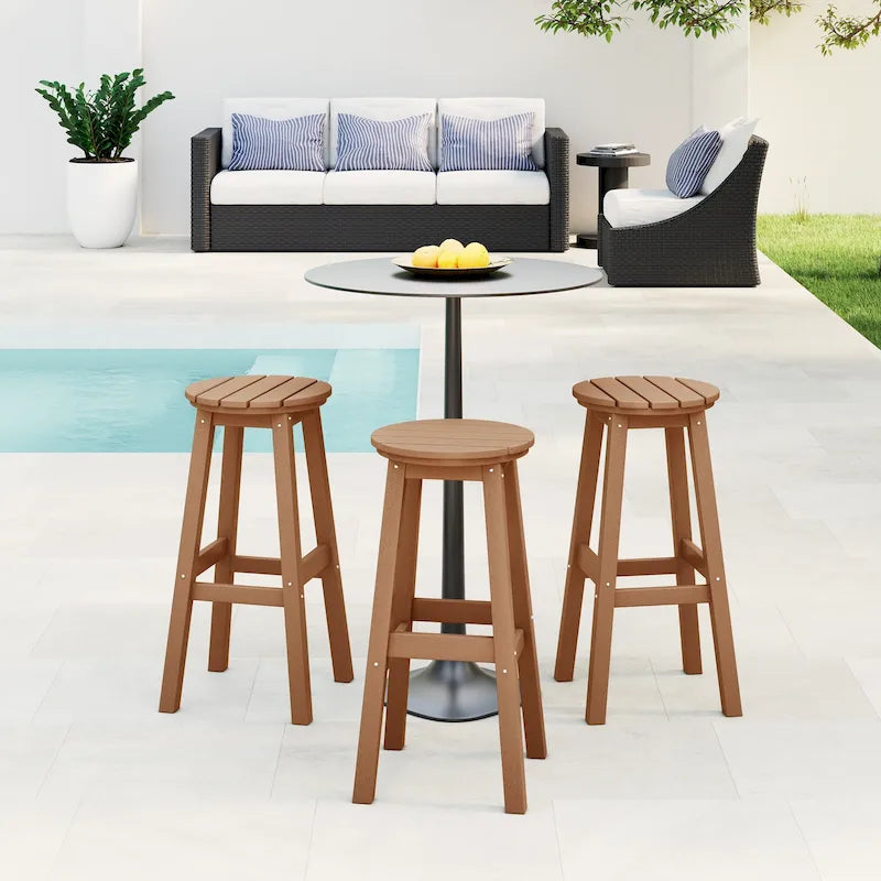Polytrends Laguna Hdpe All Weather Outdoor Patio 29 Round Bar Stool (Set Of 3)