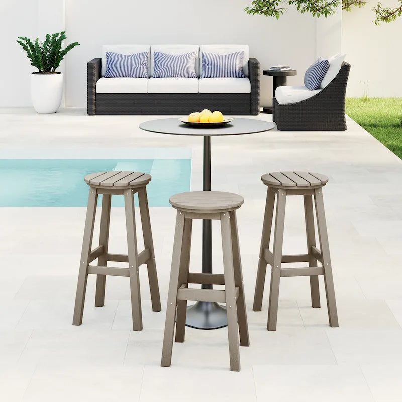 Polytrends Laguna Hdpe All Weather Outdoor Patio 29 Round Bar Stool (Set Of 3)