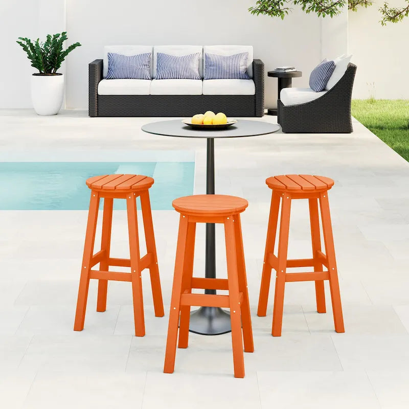 Polytrends Laguna Hdpe All Weather Outdoor Patio 29 Round Bar Stool (Set Of 3)