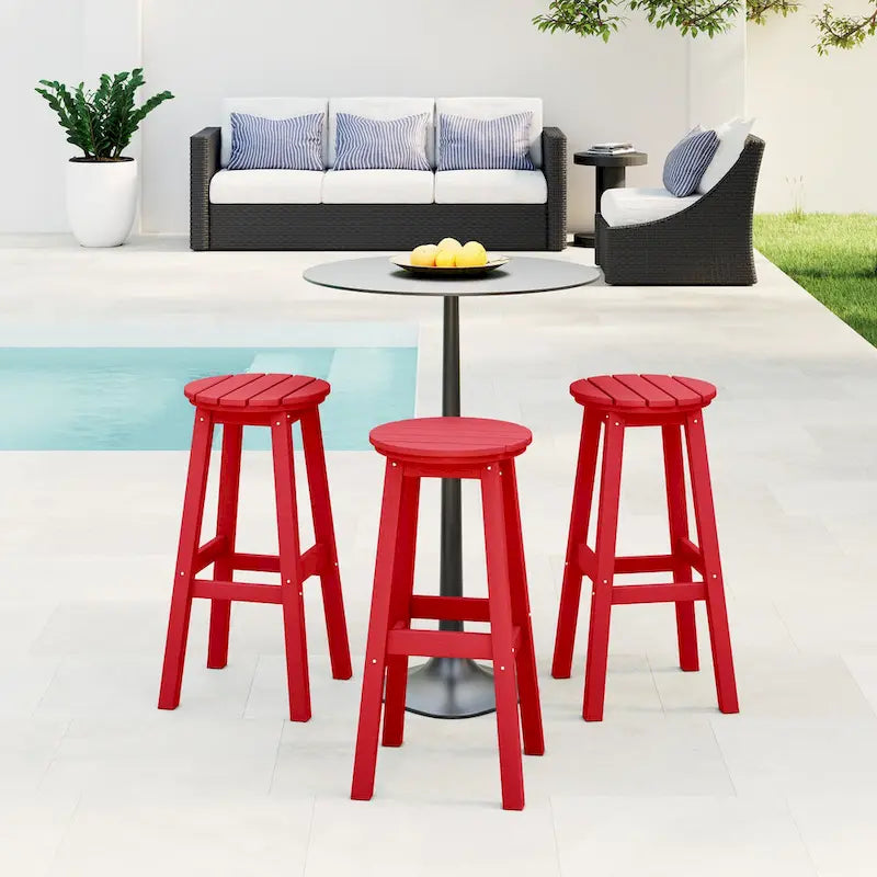 Polytrends Laguna Hdpe All Weather Outdoor Patio 29 Round Bar Stool (Set Of 3)