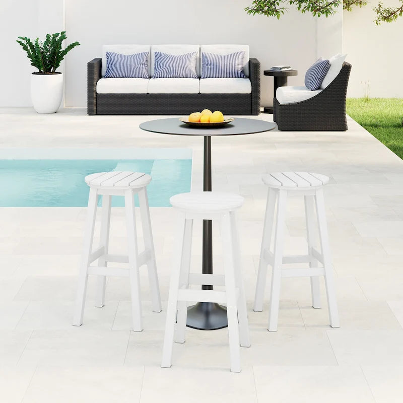 Polytrends Laguna Hdpe All Weather Outdoor Patio 29 Round Bar Stool (Set Of 3)