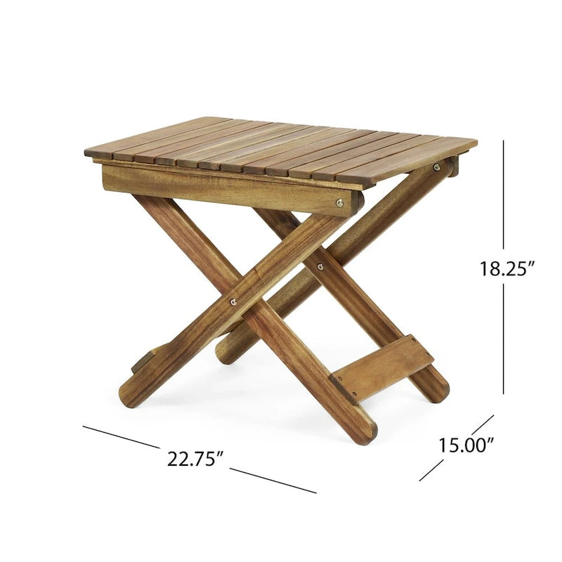 Outdoor Folding Wooden Side Table 15D x 22.75W x 18.25H