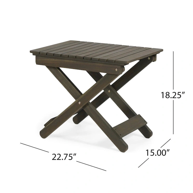 Outdoor Folding Wooden Side Table 15D x 22.75W x 18.25H