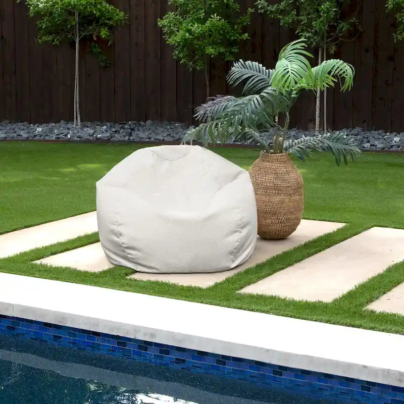 Sorra Home Valdese Boucle Outdoor Bean Bag - 30 in W x 30 in W x 20 in H