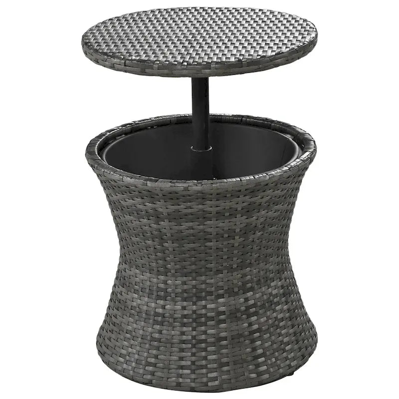 5-Piece Patio Furniture Conversation Set with Wicker Cool Bar Table and Ottomans