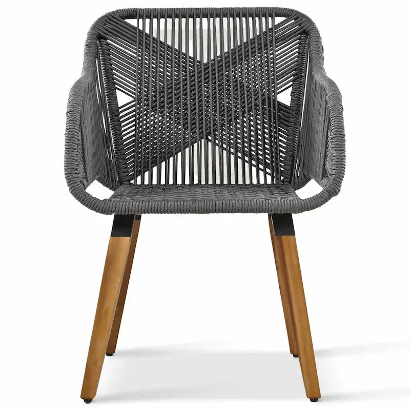 5-Piece Patio Furniture Conversation Set with Wicker Cool Bar Table and Ottomans