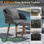 5-Piece Patio Furniture Conversation Set with Wicker Cool Bar Table and Ottomans