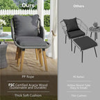 5-Piece Patio Furniture Conversation Set with Wicker Cool Bar Table and Ottomans