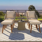 5-Piece Patio Furniture Conversation Set with Wicker Cool Bar Table and Ottomans