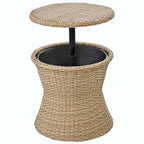 5-Piece Patio Furniture Conversation Set with Wicker Cool Bar Table and Ottomans