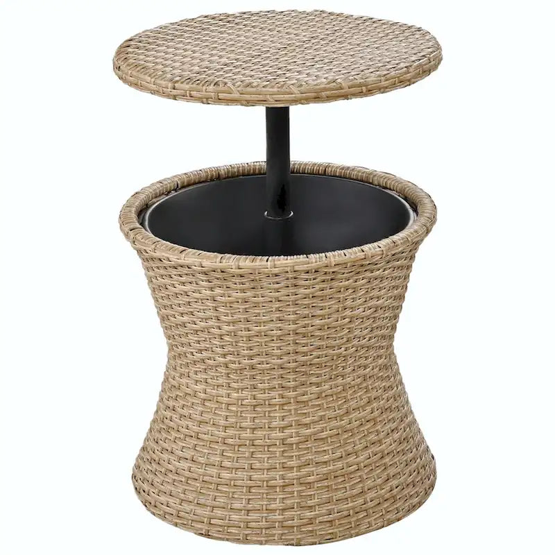 5-Piece Patio Furniture Conversation Set with Wicker Cool Bar Table and Ottomans