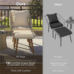 5-Piece Patio Furniture Conversation Set with Wicker Cool Bar Table and Ottomans
