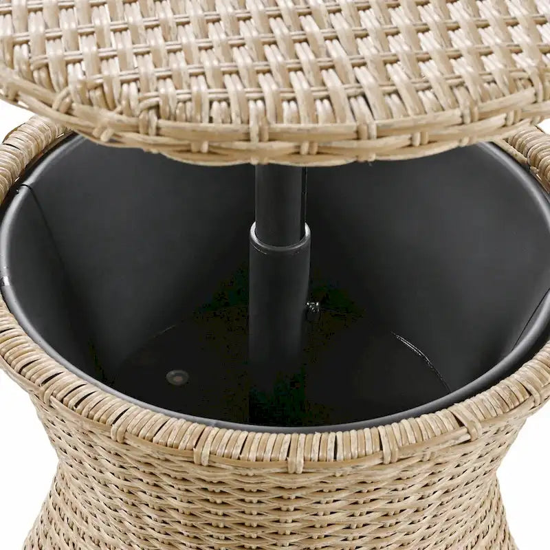 5-Piece Patio Furniture Conversation Set with Wicker Cool Bar Table and Ottomans