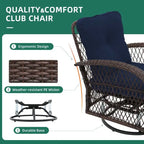 UPHA Brown Wicker Outdoor Rocking & Swivel Chair 2-Piece Set with Cushions