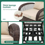 UPHA Brown Wicker Outdoor Rocking & Swivel Chair 2-Piece Set with Cushions