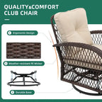 UPHA Brown Wicker Outdoor Rocking & Swivel Chair 2-Piece Set with Cushions