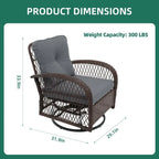 UPHA Brown Wicker Outdoor Rocking & Swivel Chair 2-Piece Set with Cushions