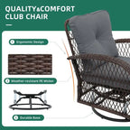 UPHA Brown Wicker Outdoor Rocking & Swivel Chair 2-Piece Set with Cushions