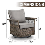 Gymojoy Patio Sectional Outdoor Sofa with Swivel Chair Table - Brown