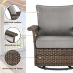 Gymojoy Patio Sectional Outdoor Sofa with Swivel Chair Table - Brown