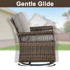 Gymojoy Patio Sectional Outdoor Sofa with Swivel Chair Table - Brown