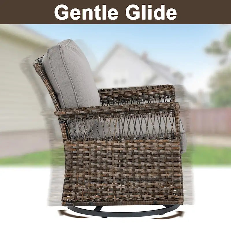 Gymojoy Patio Sectional Outdoor Sofa with Swivel Chair Table - Brown