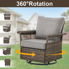 Gymojoy Patio Sectional Outdoor Sofa with Swivel Chair Table - Brown