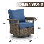 Gymojoy Patio Sectional Outdoor Sofa with Swivel Chair Table - Brown