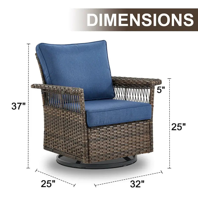 Gymojoy Patio Sectional Outdoor Sofa with Swivel Chair Table - Brown