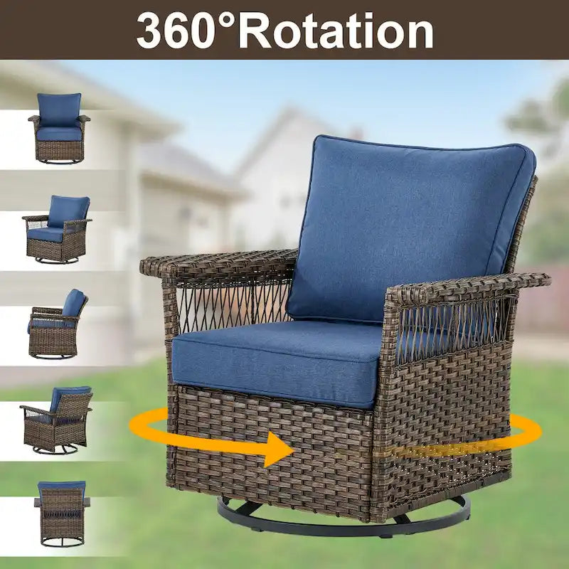 Gymojoy Patio Sectional Outdoor Sofa with Swivel Chair Table - Brown