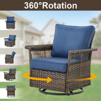 Gymojoy Patio Sectional Outdoor Sofa with Swivel Chair Table - Brown