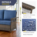 Gymojoy Patio Sectional Outdoor Sofa with Swivel Chair Table - Brown