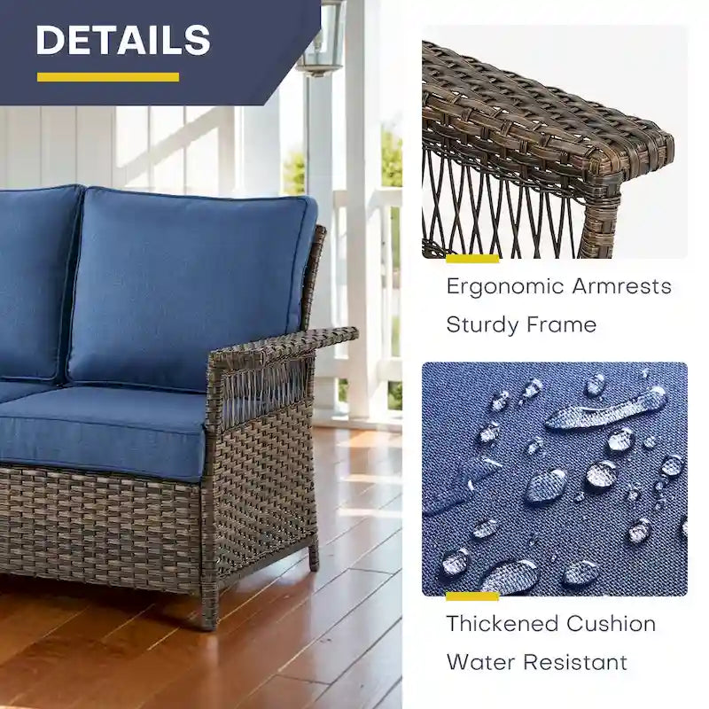 Gymojoy Patio Sectional Outdoor Sofa with Swivel Chair Table - Brown