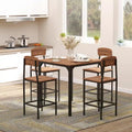 Counter Height Bar Table Set for 4 with Footrest, Metal Legs