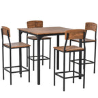 Counter Height Bar Table Set for 4 with Footrest, Metal Legs