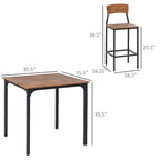 Counter Height Bar Table Set for 4 with Footrest, Metal Legs