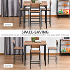 Counter Height Bar Table Set for 4 with Footrest, Metal Legs