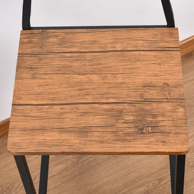 Counter Height Bar Table Set for 4 with Footrest, Metal Legs