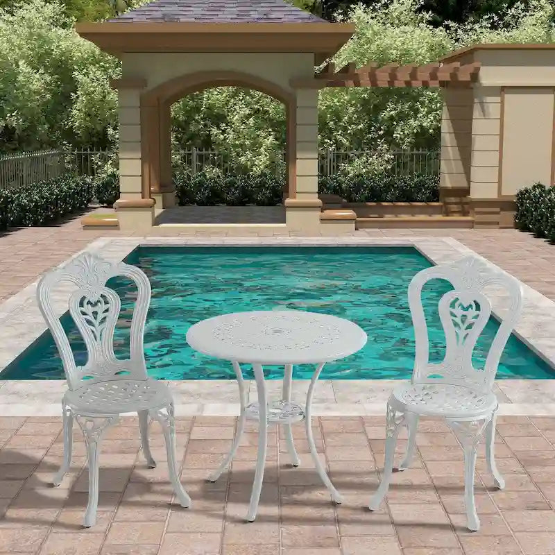 3-Piece Cast Aluminum Bistro Table and Chairs Set