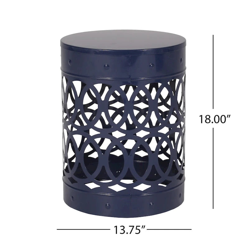Metal End Table Outdoor Lace Cut Iron Side Table by Christopher Knight Home